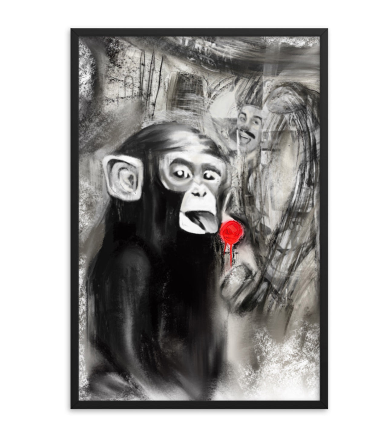 “Charcoal Chimp” 24x36 framed print