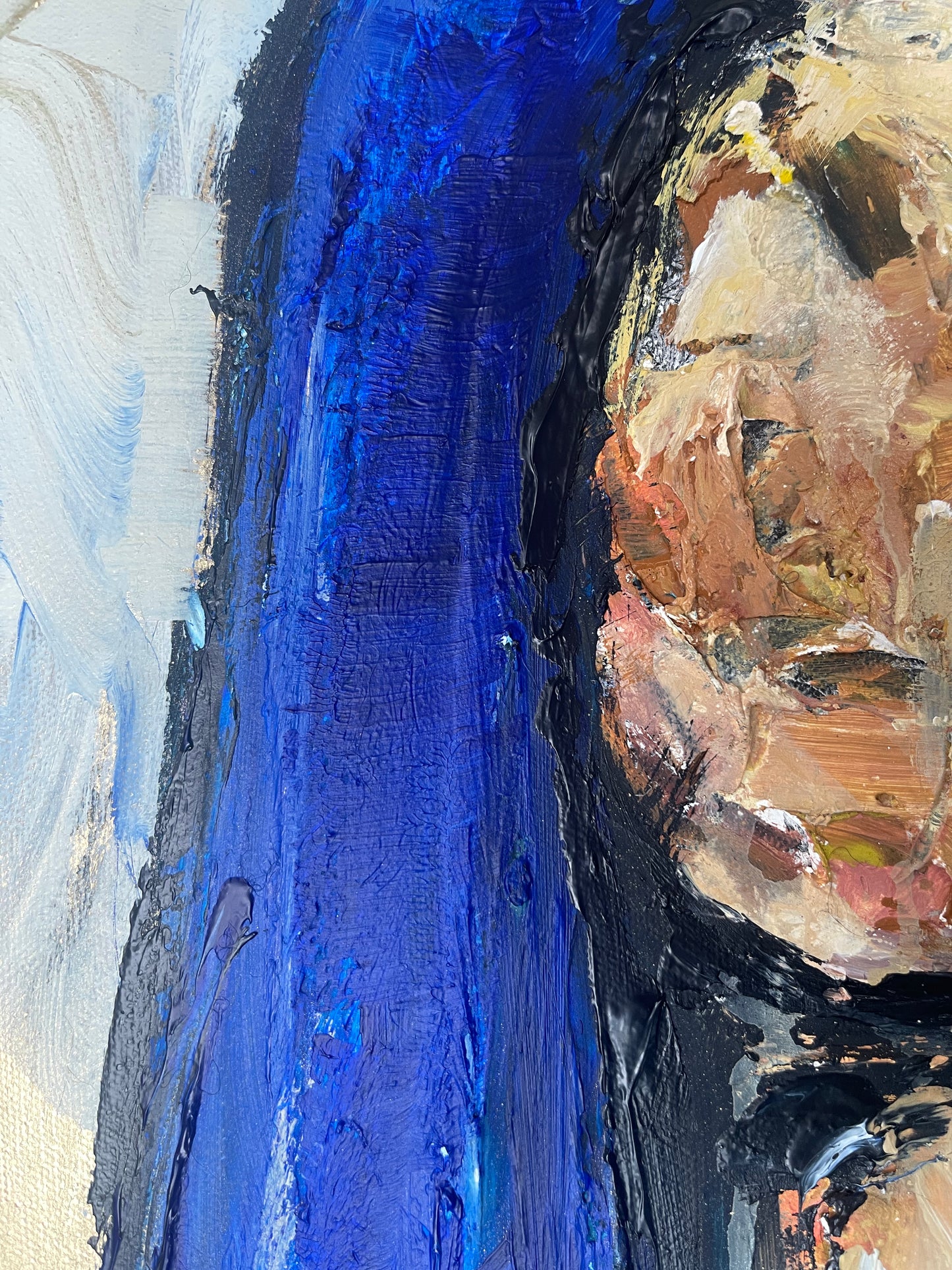 Original “Very Blue Madonna” acrylic molding paste, 2025