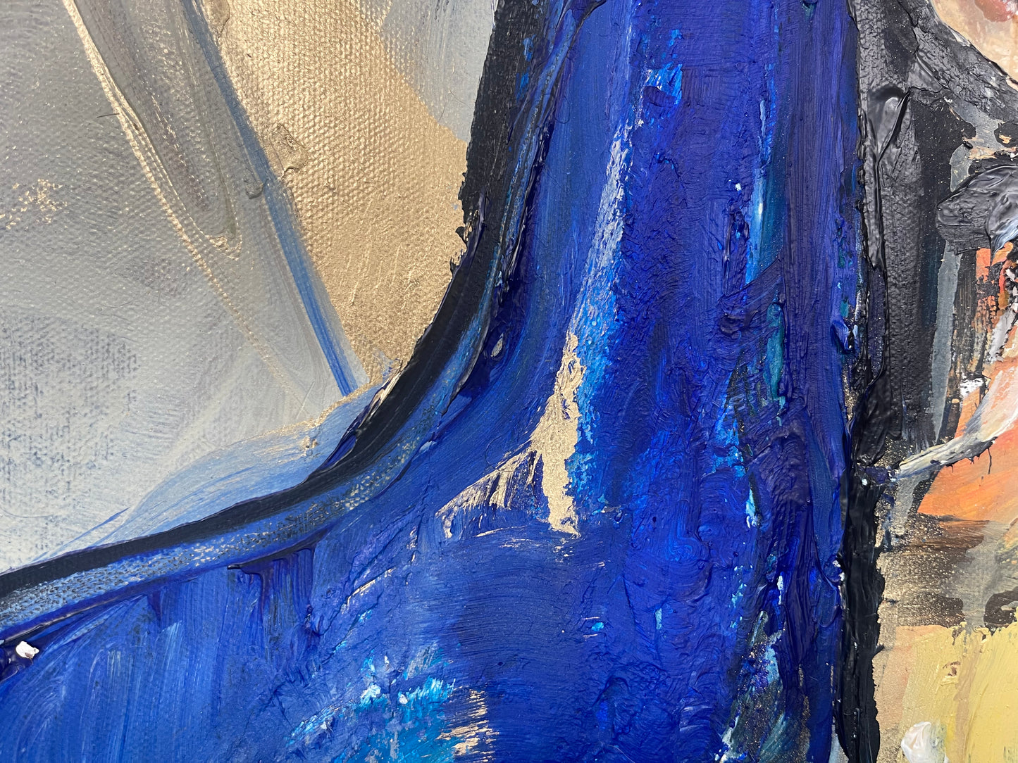Original “Very Blue Madonna” acrylic molding paste, 2025