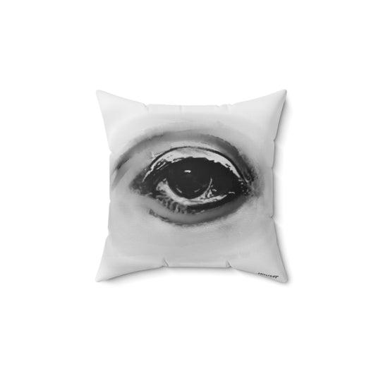 Charcoal Eye on Faux Suede Square Pillow 14” x 14”